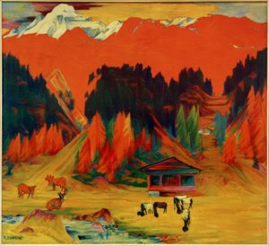 Autumn Scene with Cows and Sheep, (Autumn Landscape with Cows and Sheep) by Philipp Bauknecht