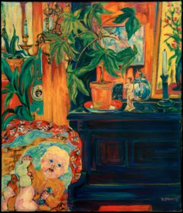 Interior with Child in the Cradle, (Child in the Cradle) by Philipp Bauknecht