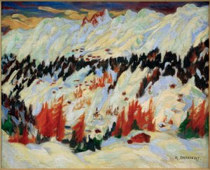Winter Landscape near Davos Frauenkirch, (Winter Landscape near Davos Glacis) by Philipp Bauknecht