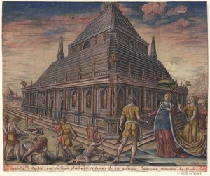 The Mausoleum at Halicarnassus from the Series The Eighth Wonders of the World After Maarten van Heemskerck by Philipp Galle