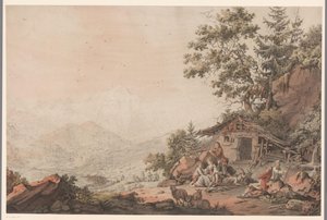 Family by a House in the Mountains by Philipp Jacques Loutherbourg (I) (attributed to)