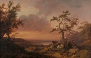 Landscape with Cattle and Peasant by Philippe-Jacques de Loutherbourg