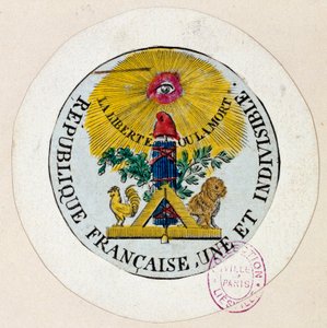 French Revolution: Seal Decorates Symbols of the Republic and of the Freemasonry Industry