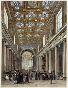 Interior of the church Notre-Dame de Lorette - in "Promenade dans Paris et ses environs", drawings by Jacottet and Benoist, ed. Gihaut Frères