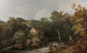A View Near Matlock, Derbyshire with Figures Working Beneath a Wooden Conveyor