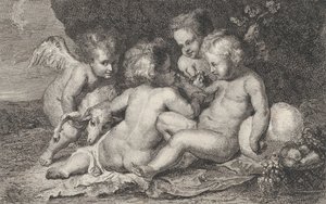 A Group of Three Children and a Putto with Fruit and a Lamb, ca. 1760-1801 by Philippe Lambert Joseph Spruyt