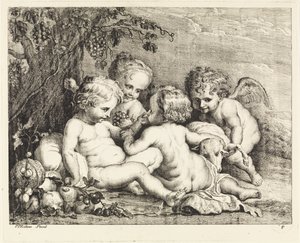 Christ, John the Baptist and Two Putti by Philippe Lambert Joseph Spruyt