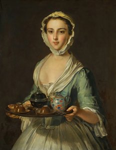 A Young Woman Holding a Tea Tray Possibly Hannah, the Artist