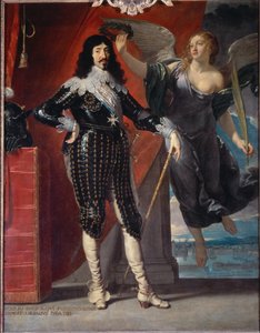 Full length portrait of Louis XIII crowned by Victory