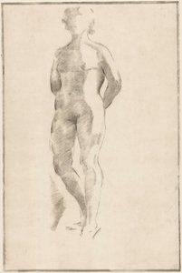 Standing Naked Woman with Hands on Her Back by Philippus de Groot (signed by artist)
