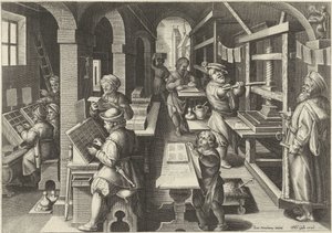 Printing Press by Philips Galle (attributed to workshop of)