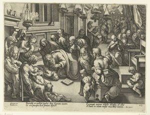 Paul Revives Eutychus (History of the Apostles series) by Philips Galle (workshop of)