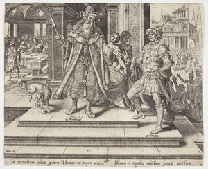 Ahassuerus Commissions to Destroy the Jewish People by Philips Galle
