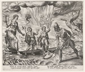 Labor Rewarded with Food and Clothing (series title) by Philips Galle