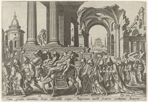 Funeral of Samson (series title: The Days of Calamity of the Jewish People) by Philips Galle