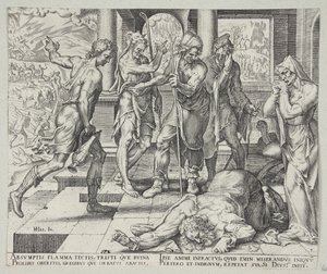 Job Receiving the Ill-News of His Misfortunes by Philips Galle
