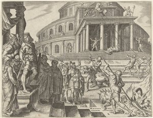 King Josiah Removes the Horses and Chariots Dedicated to the Sun by Philips Galle