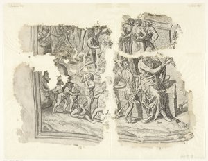 Lower Left Corner of a Print of the Scene of Cebes (Tabula Cebetis Carta Vitae) by Philips Galle