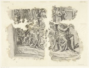 Lower Left Corner of a Print of the Scene of Cebes by Philips Galle