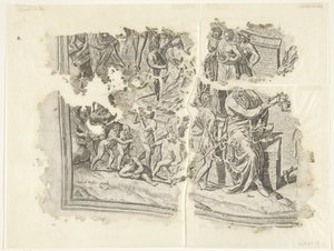 Lower Left Corner of a Print of the Scene of Cebes by Philips Galle