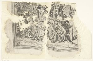 Lower Left Corner of a Print of the Scene of Cebes by Philips Galle