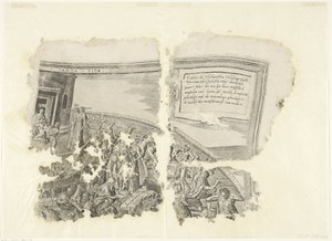 Upper Right Corner of a Print of the Scene of Cebes (Tabula Cebetis Carta Vitae) by Philips Galle