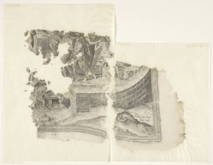Lower Right Corner of a Print of the Scene of Cebes (Tabula Cebetis Carta Vitae) by Philips Galle