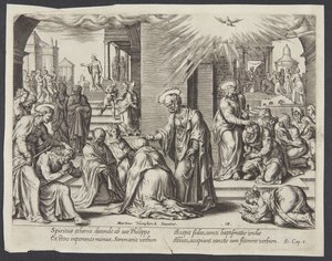 St. Peter, St. John and St. Philip Laying Their Hands on the Baptized at Samaria by Philips Galle