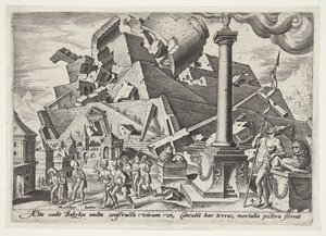 The Destruction of the Tower of Babel and the Dispersion of the Peoples by Philips Galle