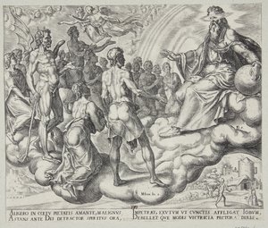 The Sons of God, Satan, Amongst Them, Present Themselves Before the Lord by Philips Galle