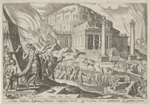 Destruction of Jerusalem by Emperor Titus by Philips Galle