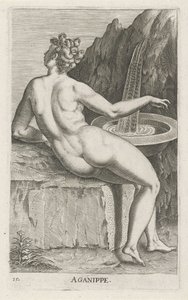 Water Nymph Aganippe (title on object) Stream and Water Nymphs (series title) Nympharum oceanitidum, ephydridum potamidum naiadum (series title) by Philips Galle