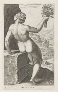 Water Nymph Arethusa, Stream and Water Nymphs (series title) by Philips Galle