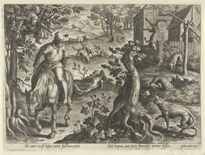 Wolf Hunt with Traps (series title: Hunting Scenes) by Philips Galle