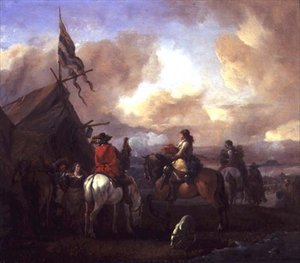 Cavalrymen in a Military Encampment by Philips Wouwermans or Wouwerman