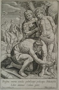 St Sebastian is Tied to a Tree by Two Soldiers by Philips van Mallery