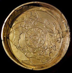 Phoenician Art: Gold Platter Decorates Royal Hunting Scene by Phoenician