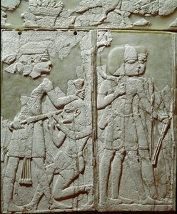 Phoenician Civilization: Bed Ornament with a Low Ivory Relief Representing a King Threatening Enemy by Phoenician
