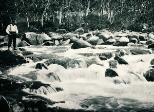 Trout rapids in Snowy River, Jindabyne, New South Wales, c.1900, from Under the Southern Cross - Glimpses of Australia, published by Department of External Affairs, Melbourne