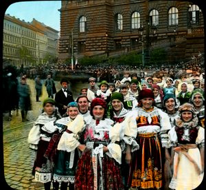 Young Women in National Costumes, Wenceslas Square, Prague, Czechoslovakia, c.1921