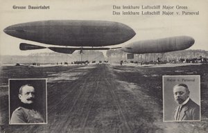 Dirigible airships of Hans Georg Friedrich Gross and August von Parseval by Photographer German