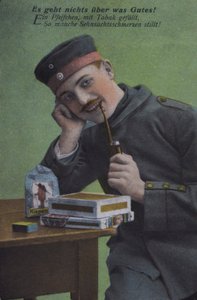 German Soldier Smoking His Pipe