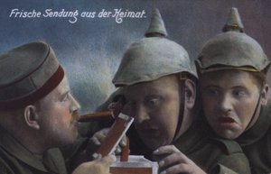 German Soldiers Receiving a Parcel of Cigars from Home