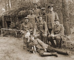 Group of German soldiers with a dog