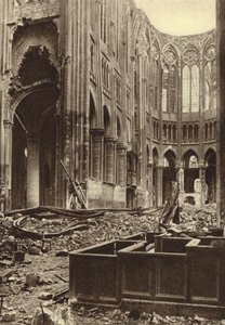 Interior of the Basilica of Saint Quentin, France, destroyed by Allied bombardment, World War I