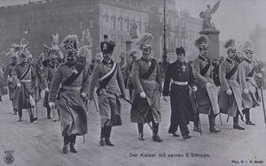 Kaiser Wilhelm II of Germany and His Six Sons in Military Uniform by Photographer German