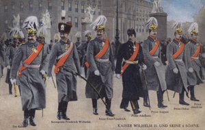 Kaiser Wilhelm II of Germany and His Six Sons in Military Uniform