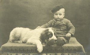 Small Boy with His Dog by Photographer German