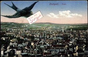 Stuttgart, View of the City with Swallow by Photographer German