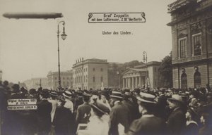 Zeppelin LZ III flying over Unter den Linden, Berlin